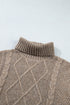 Cable Knit High Neck Drop Shoulder Sweater