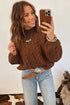 Cable Knit High Neck Loose Pullover Sweater