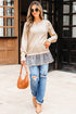 Cable Knit Layered Look Ruffle Hem Pullover Sweater