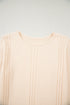 Cable Knit Layered Look Ruffle Hem Pullover Sweater