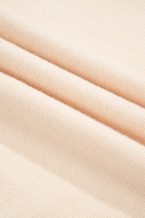 Cable Knit Layered Look Ruffle Hem Pullover Sweater