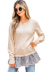 Cable Knit Layered Look Ruffle Hem Pullover Sweater