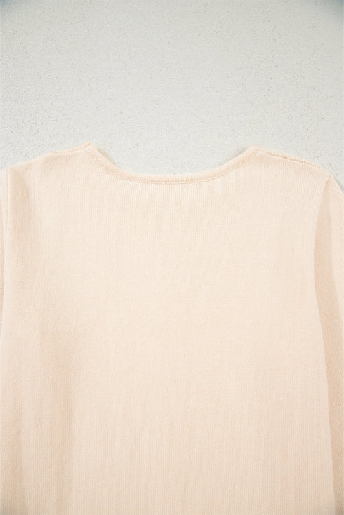 Cable Knit Layered Look Ruffle Hem Pullover Sweater