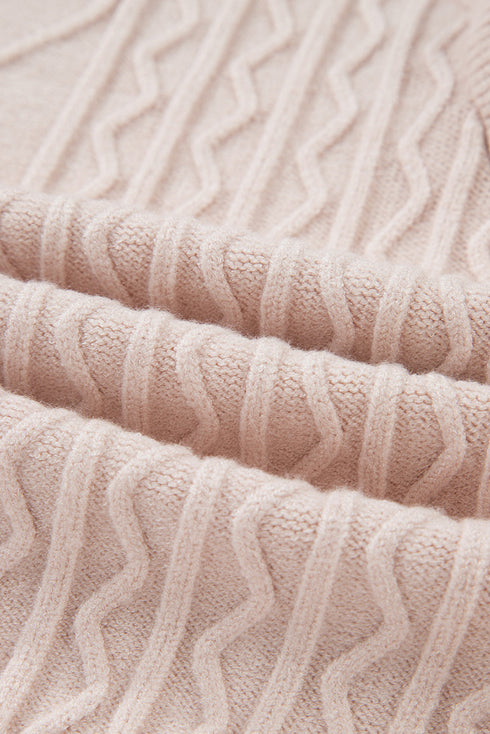 Cable Knit Mixed Media Ruffle Sleeve Sweater