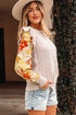 Cable Knit Mixed Media Ruffle Sleeve Sweater
