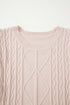 Cable Knit Mixed Media Ruffle Sleeve Sweater