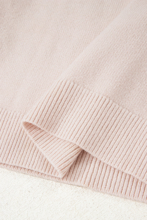 Cable Knit Mixed Media Ruffle Sleeve Sweater