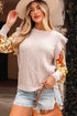 Cable Knit Mixed Media Ruffle Sleeve Sweater