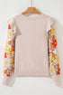 Cable Knit Mixed Media Ruffle Sleeve Sweater