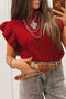 Cable Knit Mock Neck Ruffle Sleeve Sweater Top