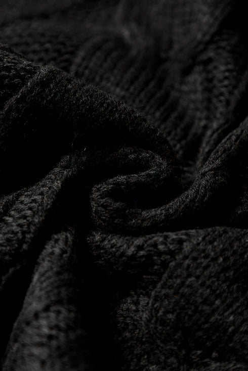 Cable Knit Mock Neck Satin Ribbon Sweater Vest
