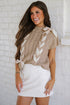 Cable Knit Mock Neck Satin Ribbon Sweater Vest