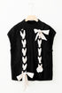 Cable Knit Mock Neck Satin Ribbon Sweater Vest