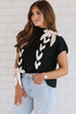Cable Knit Mock Neck Satin Ribbon Sweater Vest