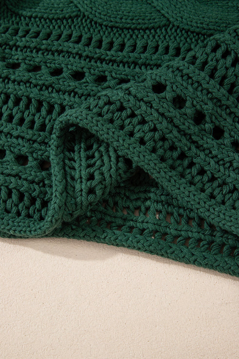 Cable Knit Open Weave Boat Neck Sweater