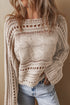 Cable Knit Open Weave Boat Neck Sweater