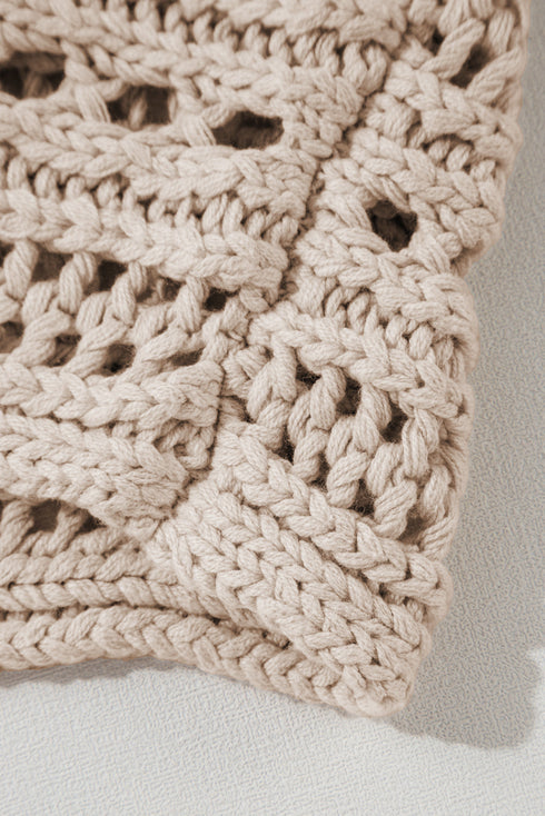 Cable Knit Open Weave Boat Neck Sweater
