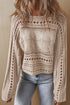 Cable Knit Open Weave Boat Neck Sweater