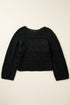 Cable Knit Open Weave Boat Neck Sweater