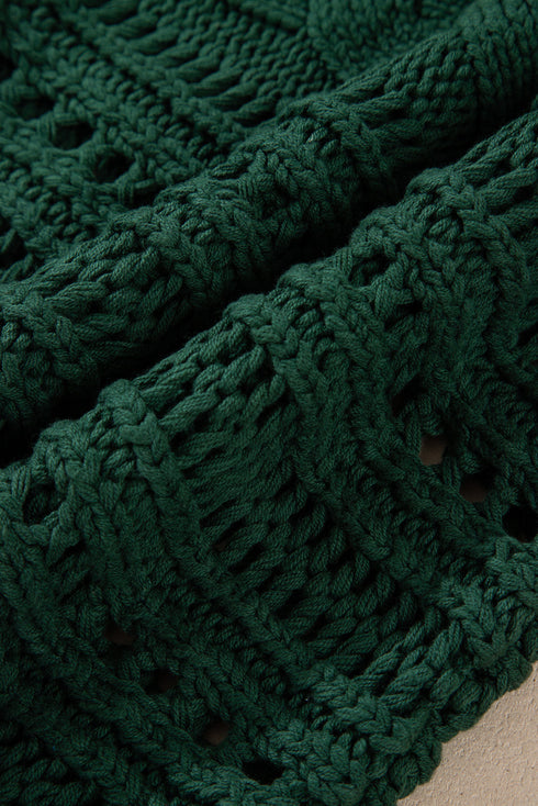 Cable Knit Open Weave Boat Neck Sweater