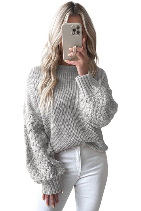 Cable Knit Sleeve Drop Shoulder Sweater
