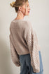 Cable Knit Sleeve Drop Shoulder Sweater