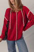 Cable Knit Sleeve Exposed Seam Pullover Hooded Sweater