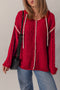 Cable Knit Sleeve Exposed Seam Pullover Hooded Sweater