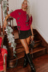 Cable Knit Tartan Ribbon Lace Up Short Sleeve Sweater