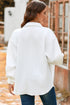 Cable Texture Button Front Puff Sleeve Shacket