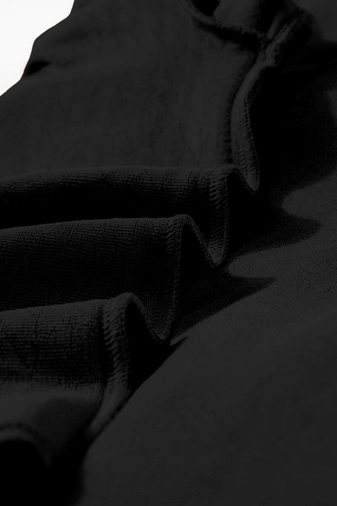 Cable Texture Button Front Puff Sleeve Shacket