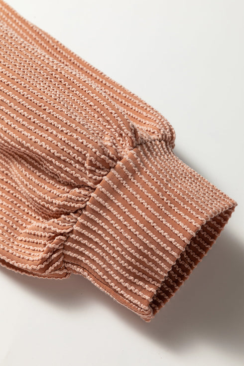 Cable Texture Ribbed Patchwork Plus Size Long Sleeve Top