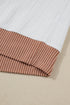 Cable Texture Ribbed Patchwork Plus Size Long Sleeve Top