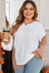 Cable Texture Ribbed Patchwork Plus Size Long Sleeve Top