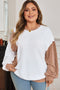 Cable Texture Ribbed Patchwork Plus Size Long Sleeve Top