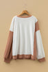 Cable Texture Ribbed Patchwork Plus Size Long Sleeve Top