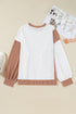 Cable Texture Ribbed Patchwork Plus Size Long Sleeve Top