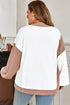 Cable Texture Ribbed Patchwork Plus Size Long Sleeve Top