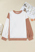 Cable Texture Ribbed Patchwork Plus Size Long Sleeve Top
