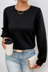 Cable Textured Puff Sleeve Sweatshirt