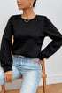 Cable Textured Puff Sleeve Sweatshirt