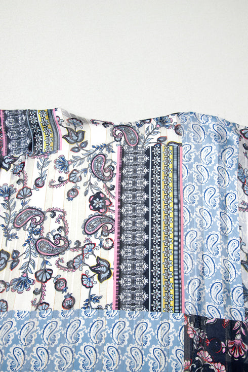 Bohemian Patchwork Print Open Front Resort Kimono