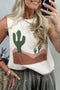 Cactus Graphic Western Oasis Loose Knit Sweater Vest