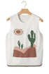 Cactus Graphic Western Oasis Loose Knit Sweater Vest