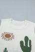 Cactus Graphic Western Oasis Loose Knit Sweater Vest