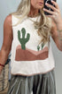 Cactus Graphic Western Oasis Loose Knit Sweater Vest