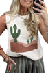 Cactus Graphic Western Oasis Loose Knit Sweater Vest