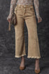 High Rise Cropped Washed Denim Wide Leg Jeans