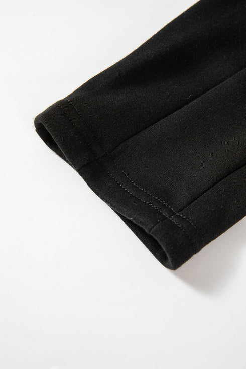 Casual Fleece Lined Crossover Waist Seamed Thermal Leggings