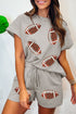 Sequin Rugby Football Textured T Shirt Shorts Graphic Set